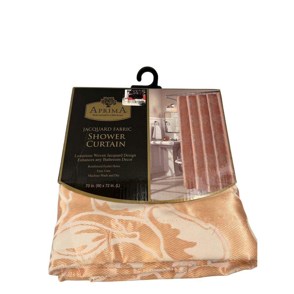 Aprima Jacquard Fabric Shower Curtain 70x72 Garden Rose Blush Floral Bathroom